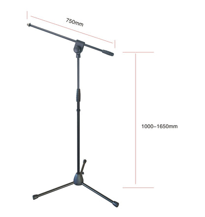 K-Audio Microphone Boom Stand with Heavy Duty Die-Cast Base - Black