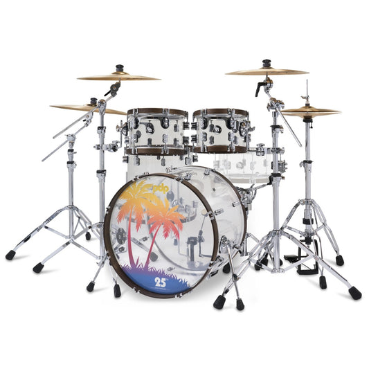 PDP 25th Anniversary 4-Piece Acrylic Kit (10T, 12T, 16FT, 22BD) in Clear Acrylic