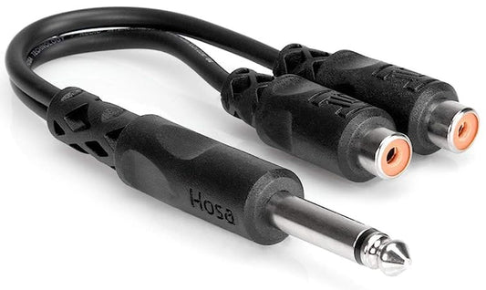 Hosa YPR103 1/4" TS to Dual RCAF Y Cable