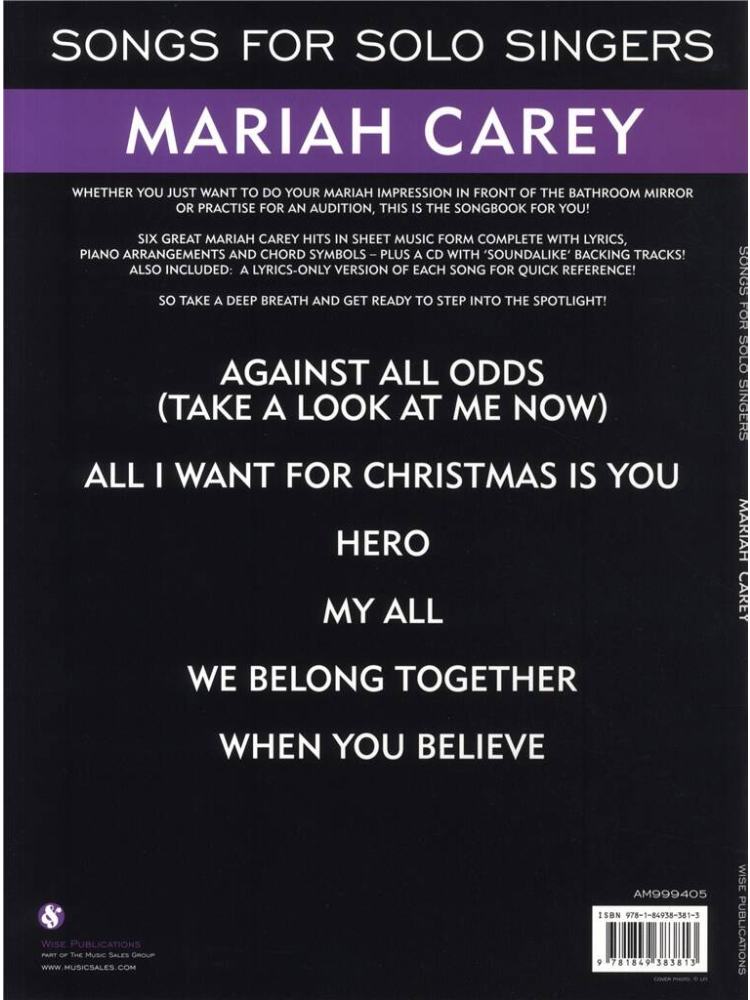 Songs for Solo Singers Mariah Carey BK/CD