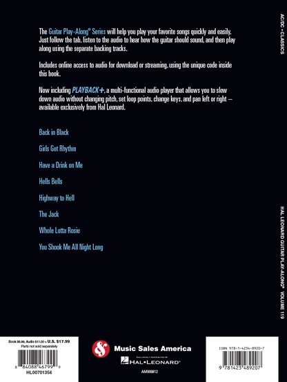 AC/DC Classics Guitar Play Along Volume 119 Book & OLA