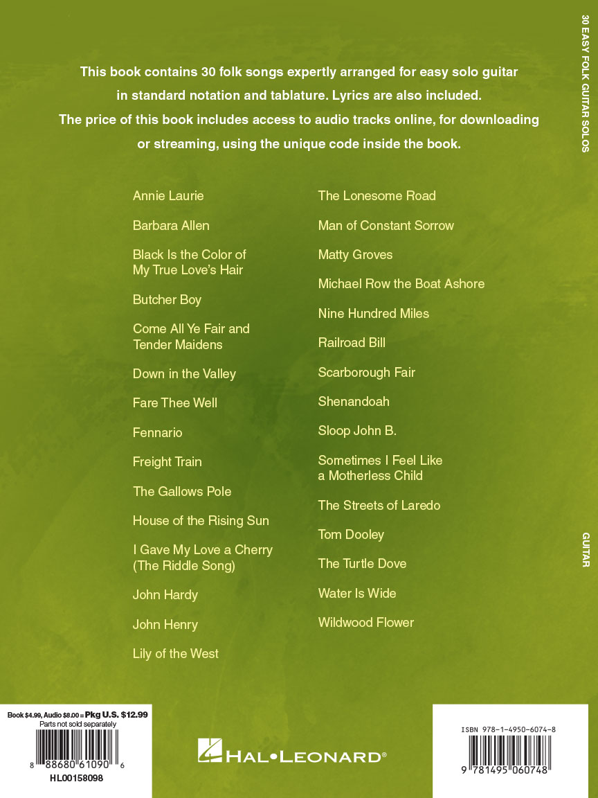 30 Easy Folk Guitar Solos Tab