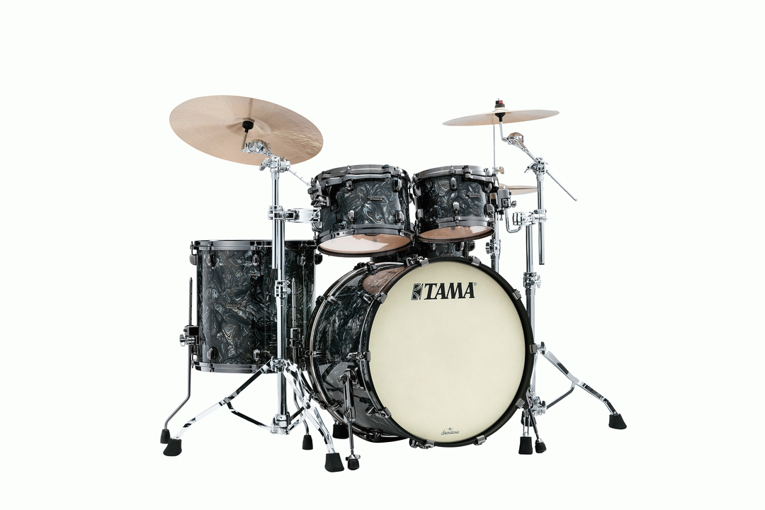 TAMA Starclassic Maple 4-Piece Shell Pack in Charcoal Swirl (w/ Black Nickel Hardware) - MR42TZBNS-