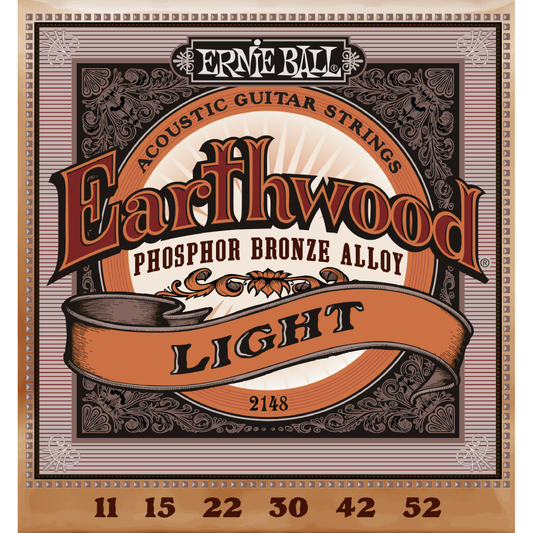 Ernie Ball Earthwood Phosphor Bronze Light Acoustic Guitar Strings 11-52 Gauge