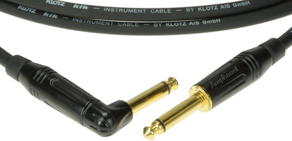 Klotz Pro Slimline Metal Sleeve And Angled Jack Instrument Cable in Black
