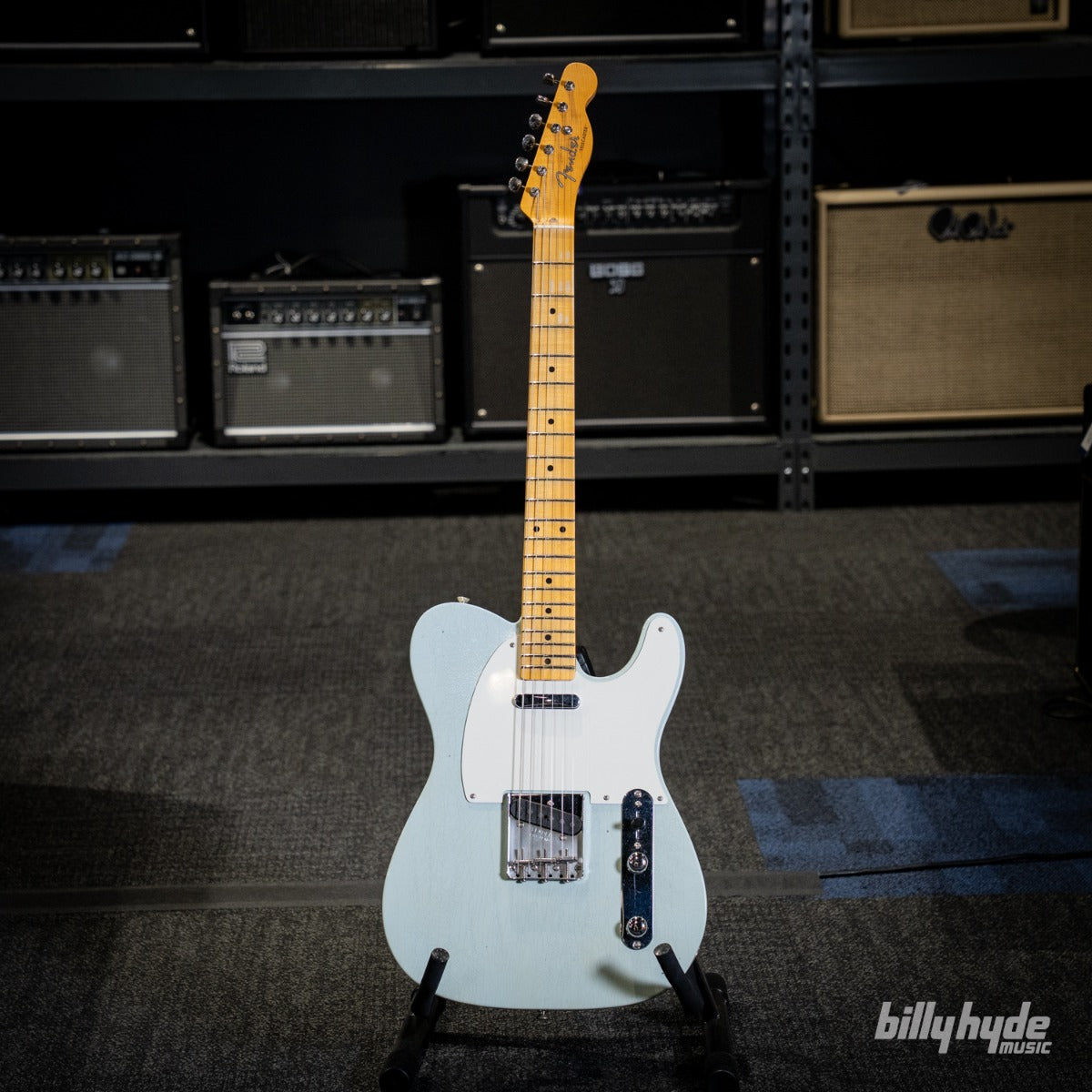 Fender Custom Shop 1955 Telecaster Journeyman Relic with Closet Classic Hardware Electric Guitar in Super Aged Sonic Blue