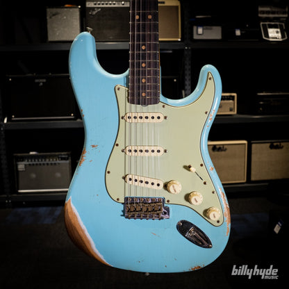 Fender Custom Shop Limited Edition 1964 L-Series Stratocaster Heavy Relic Electric Guitar in Aged Daphne Blue