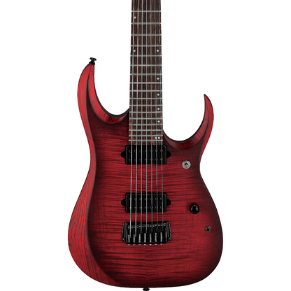 Ibanez RGD721FA 7-String Electric Guitar in Stained Wine Red Burst Flat