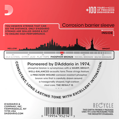 D'Addario EJ17 10P Phosphor Bronze 10 Sets Acoustic Guitar Strings Medium 13-56 Gauge