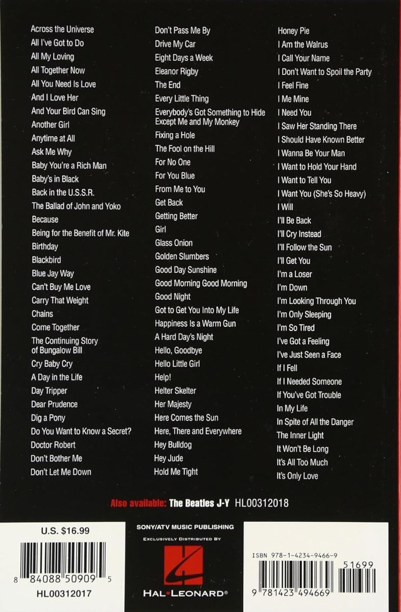 The Beatles A to I Piano Chord Songbooks