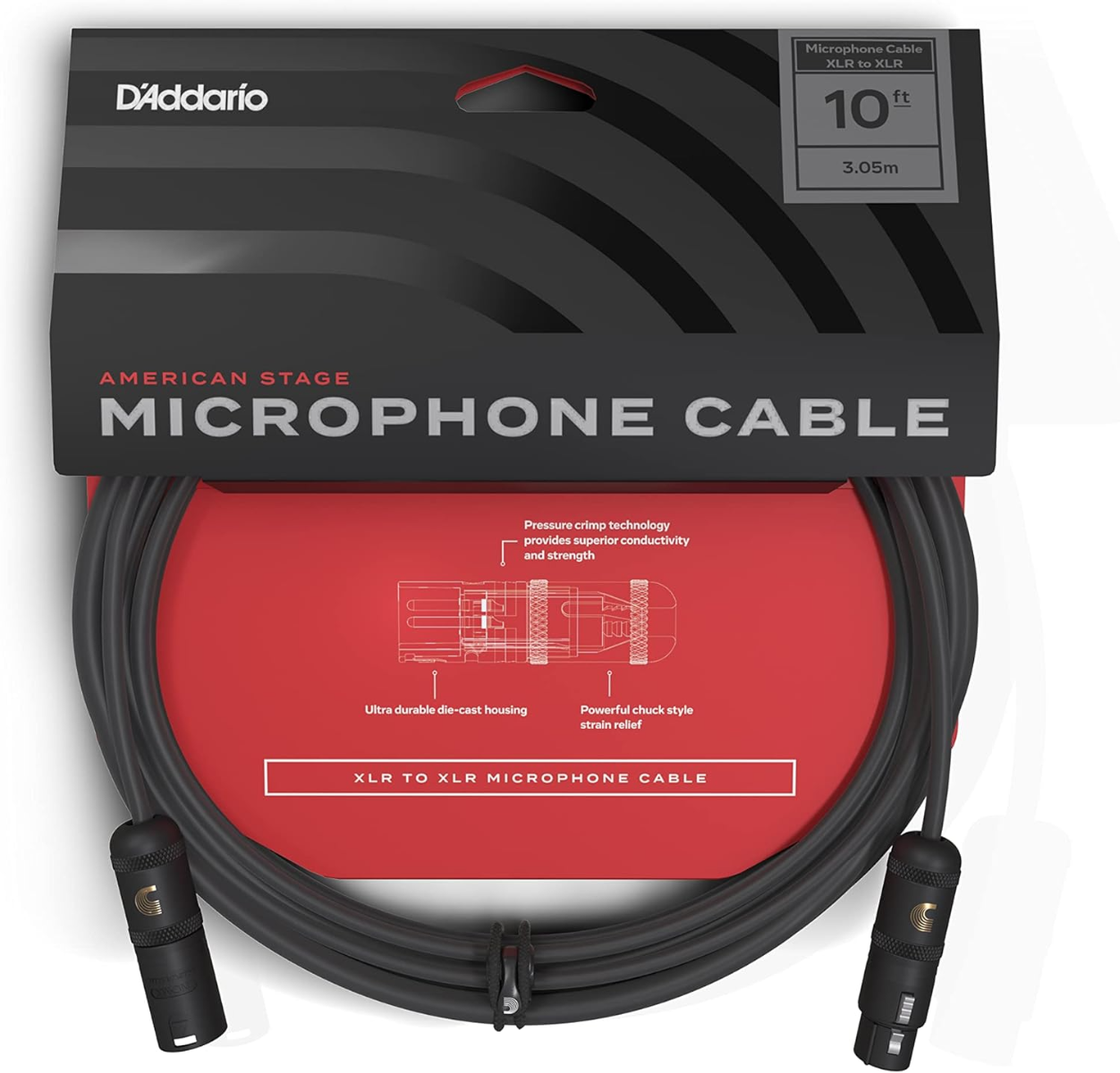D'Addario AMERICAN STAGE XLR MICROPHONE/POWERED SPEAKER CABLE XLR to XLR - 10ft.