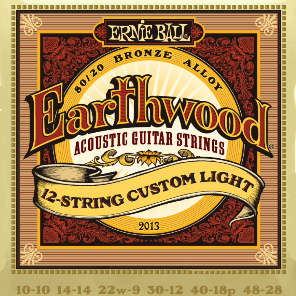 Ernie Ball Earthwood Custom Light 12 String Acoustic Guitar Strings 10-48 Gauge