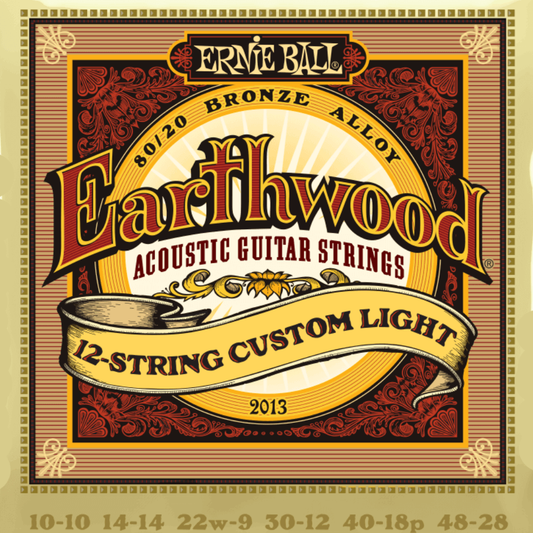 Ernie Ball Earthwood Custom Light 12 String Acoustic Guitar Strings 10-48 Gauge