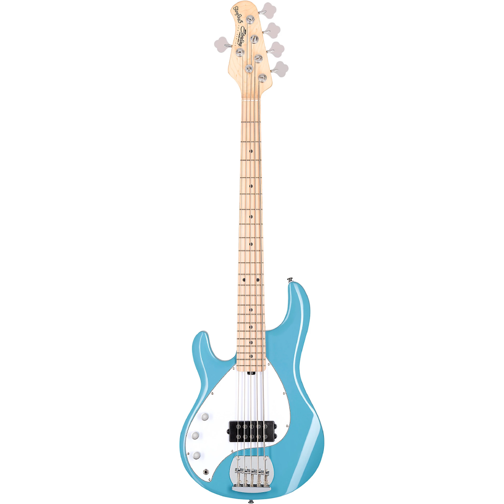 Sterling By Music Man StingRay 5 Ray5 5 String Left Handed Bass Guitar in Chopper Blue