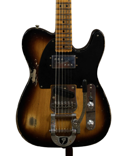 Fender Custom Shop CuNiFe Blackguard Bigsby Tele Heavy Relic, 1-Piece Quartersawn Maple Neck in Faded Aged 2-Color Sunburst