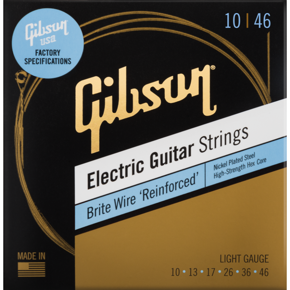 Gibson Brite Wire Reinforced Electric Guitar Strings Light 10-46 Gauge