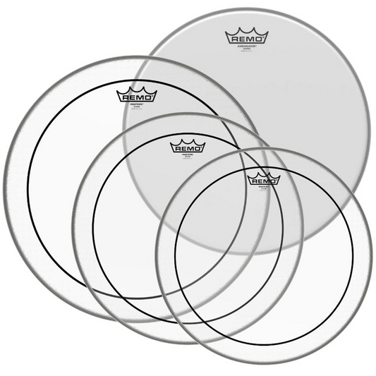 Remo Pro Pinstripe Clear 10" 12" 16" FREE 14'' Ambassador Coated Pack Drum Head