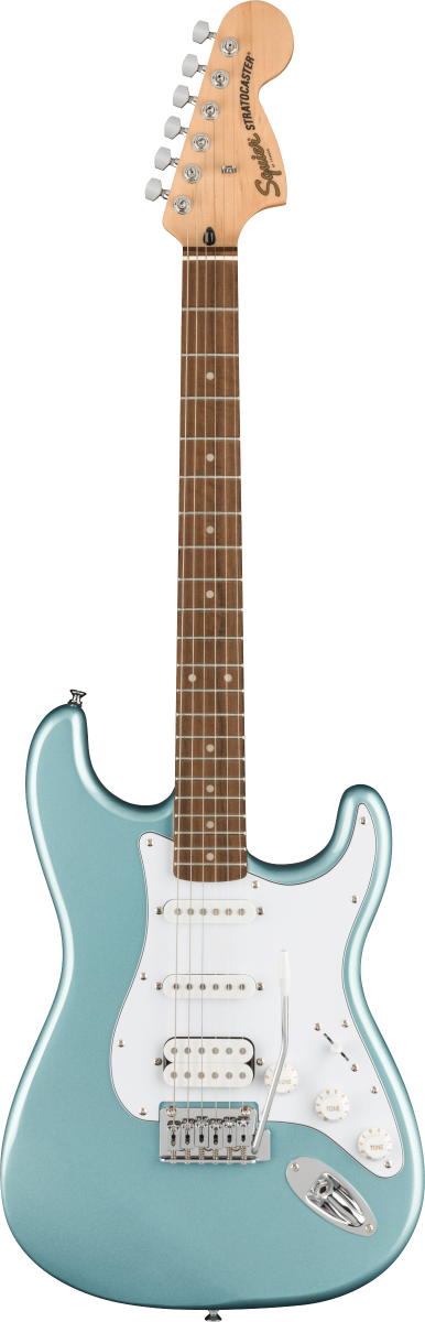 Squier FSR Affinity Series Stratocaster HSS, Laurel Fingerboard, White Pickguard in Ice Blue Metallic