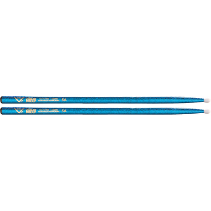 Vater VCB5AN Colour Wrap 5A Blue Sparkle Nylon Tip Drum Sticks (Pair)