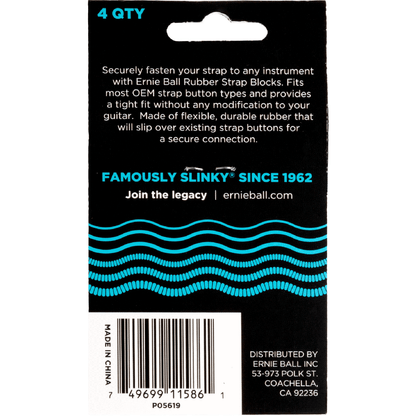 Ernie Ball Strap Blocks 4pk in Blue