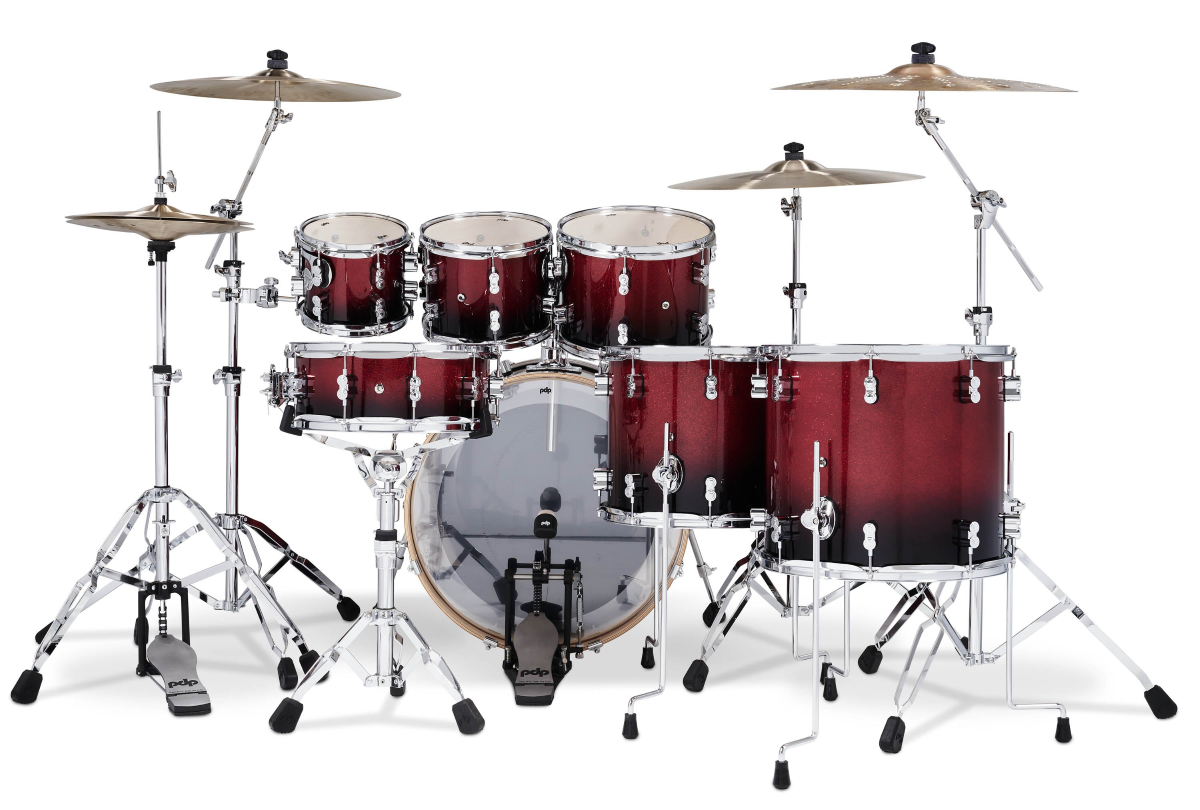 PDP Concept Maple 22 7 Piece Shell Pack in Red to Black Fade