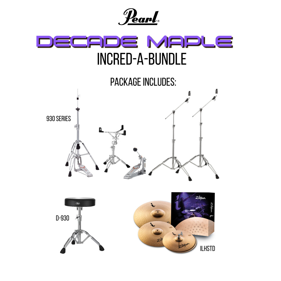Pearl Decade Maple 22" Fusion Plus Drumkit Increda-Bundle in Satin Brown Burst | EX-DEMO