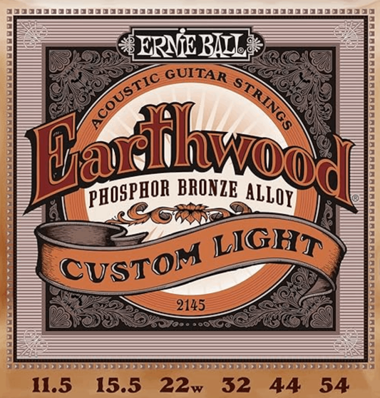Ernie Ball Earthwood Phosphor Bronze Custom Medium Acoustic Guitar String 11.5 - 54 Gauge