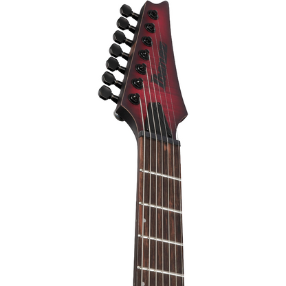 Ibanez RGD721FA 7-String Electric Guitar in Stained Wine Red Burst Flat