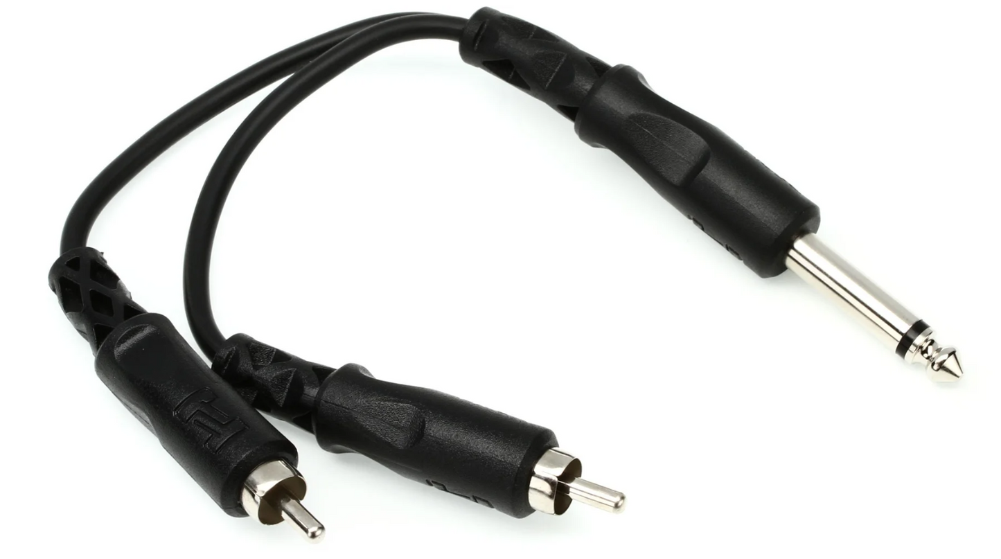 Hosa YPR124 Y Cable 1/4 inch TS Male to Dual RCA Male