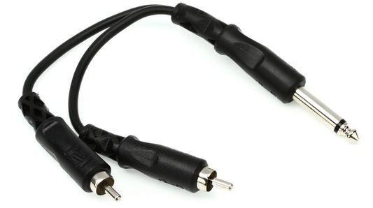 Hosa YPR124 Y Cable 1/4 inch TS Male to Dual RCA Male