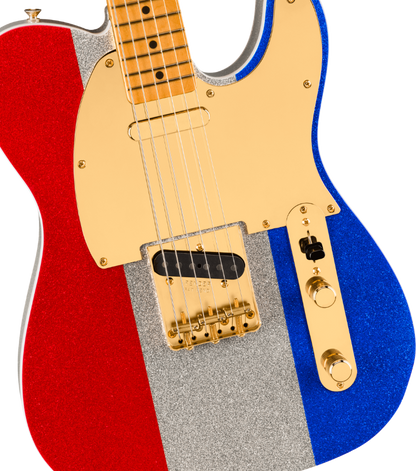 Fender Buck Owens Telecaster, Maple Fingerboard in Red, Silver and Blue Sparkle