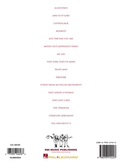 The Billy Joel Keyboard Book Note For Note Keyboard Transcriptions