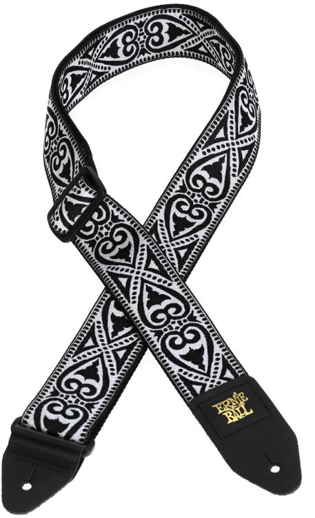 Ernie Ball Classis Jacquard Guitar Or Bass Strap in Black Heart