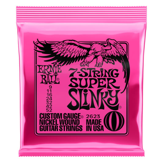Ernie Ball Super Slinky Nickel Wound 7 String Electric Guitar Strings 9-52 Gauge