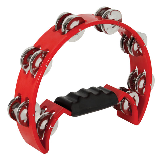Mano Percussion 9"X5" Half Moon Tambourine in Red