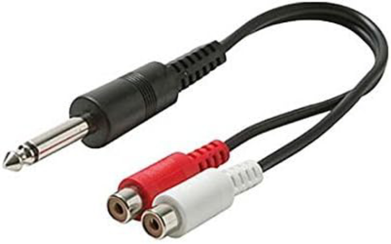 AMS 6 Inch Y Cable 1/4 Inch Jack Male to 2 RCA Female