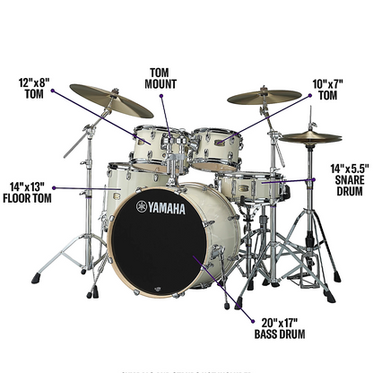 Yamaha Stage Custom Birch Fusion 5-Piece Drum Kit in Classic White