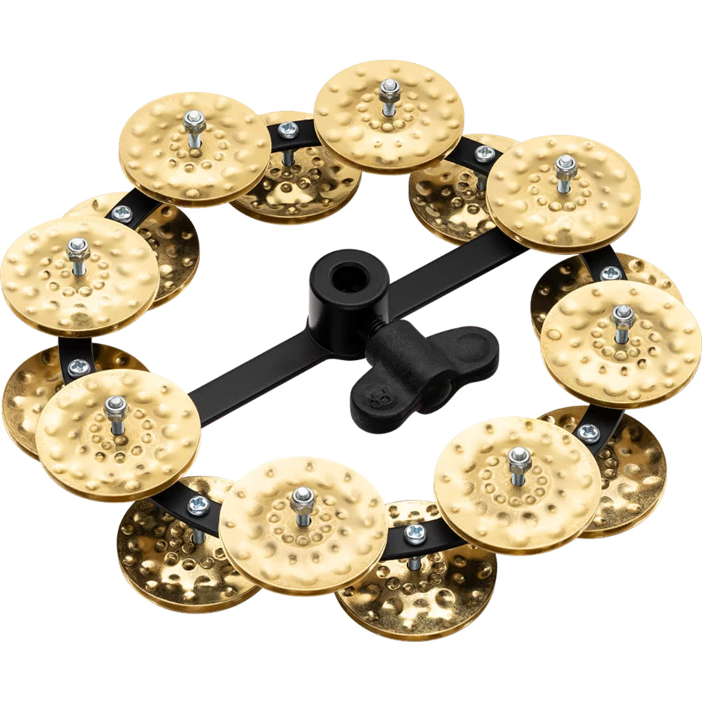 Meinl Percussion HTHH2BBK Headliner Series Hihat Tambourine Dual Row Hammered Brass Jingles 5"