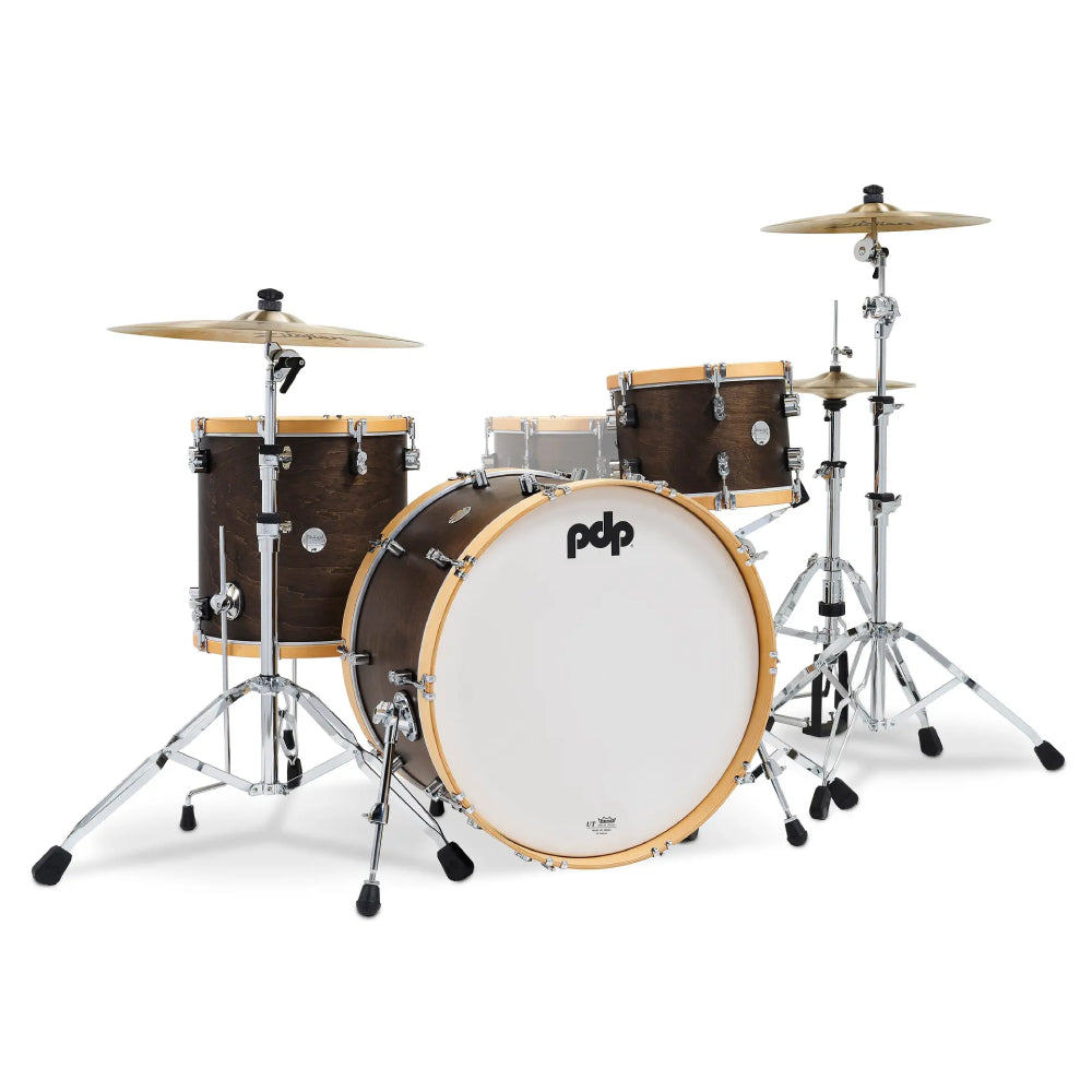 PDP Concept Maple Classic 3-Piece 24" Shell Pack in Walnut Stain with Natural Hoops