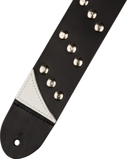 Jackson 2.5" Diagonal Stud Leather Strap in Black