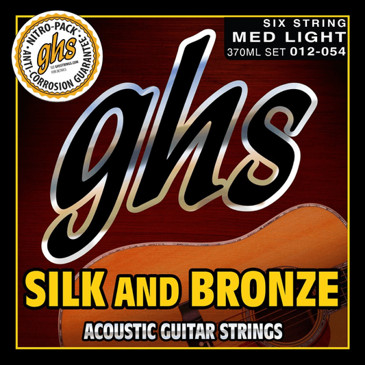 GHS 370ML Silk and Bronze Copper Tin Phosphor Alloy Acoustic Guitar Strings 12-54 Gauge