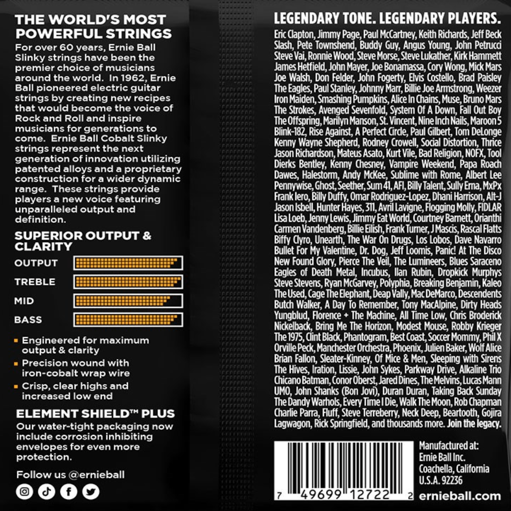 Ernie Ball Cobalt Hybrid Slinky Electric Guitar Strings 9-46 Gauge
