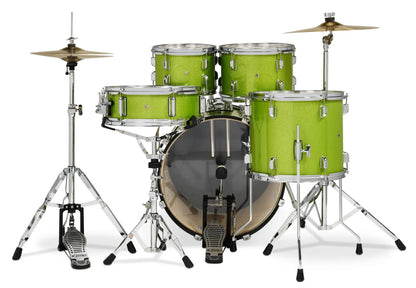 PDP Centre Stage 5-Piece 20" Kit w/Hardware, Cymbals and Throne in Electric Green Sparkle