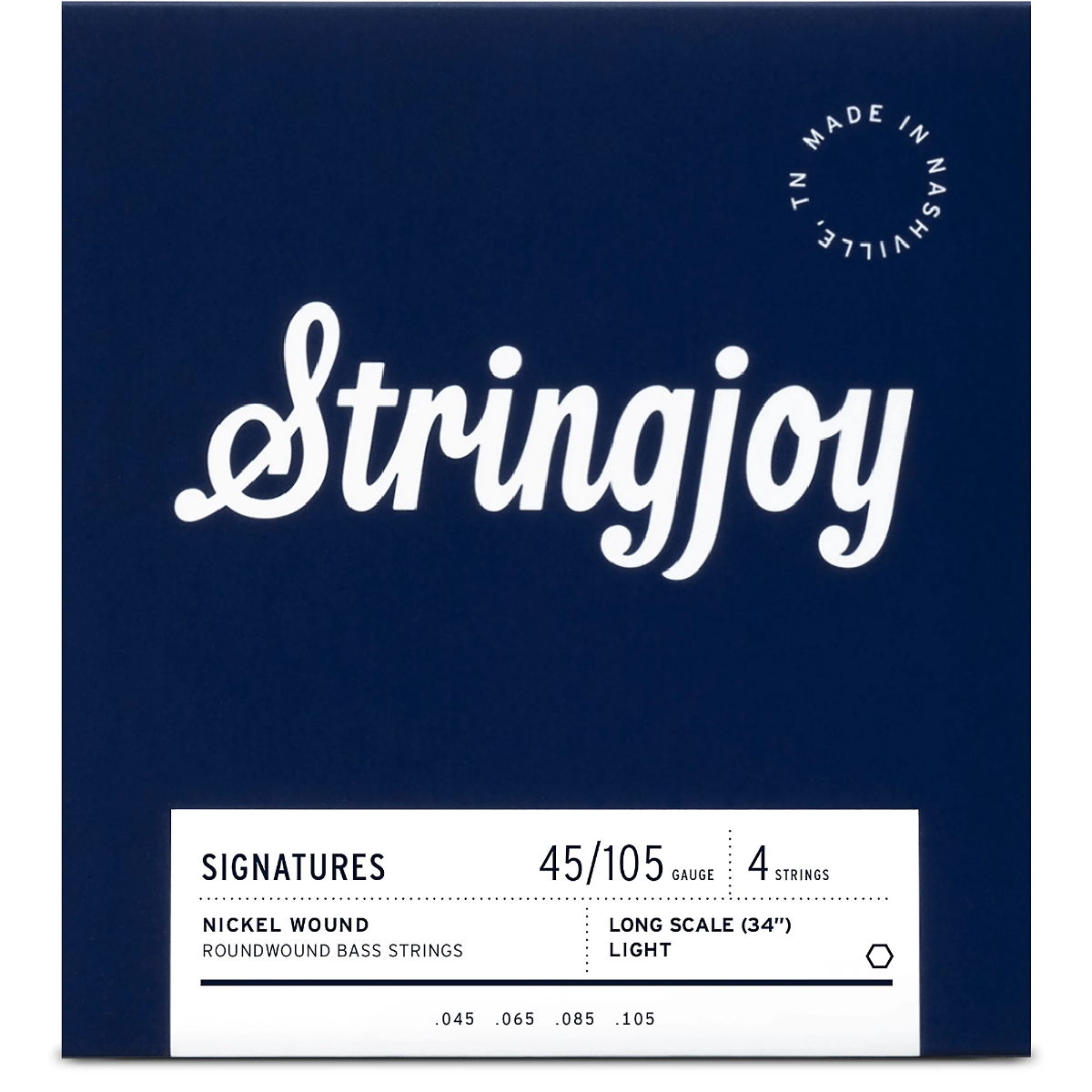 Stringjoy Light 4 String Long Scale Nickel Wound Bass Guitar Strings 45-105 Gauge