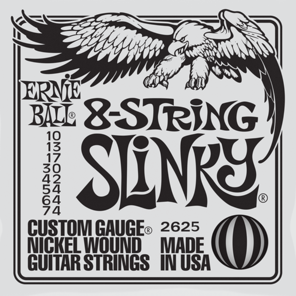 Ernie Ball Slinky Nickel Wound 8 String Electric Guitar Strings 10-74 Gauge
