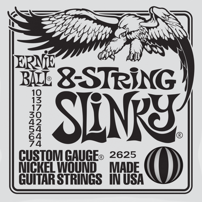 Ernie Ball Slinky Nickel Wound 8 String Electric Guitar Strings 10-74 Gauge