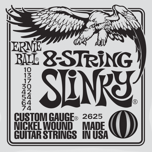 Ernie Ball Slinky Nickel Wound 8 String Electric Guitar Strings 10-74 Gauge