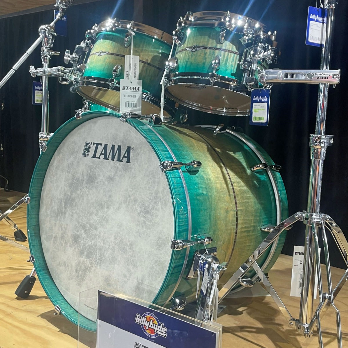 TAMA Star Maple 4 Piece Shell Pack in Emerald Sea Curly Maple Burst