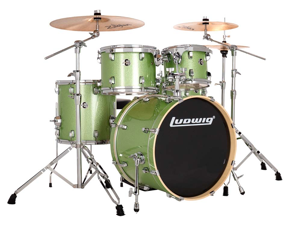Ludwig Evolution 20" 5 Piece Drum Kit in Mint Sparkle