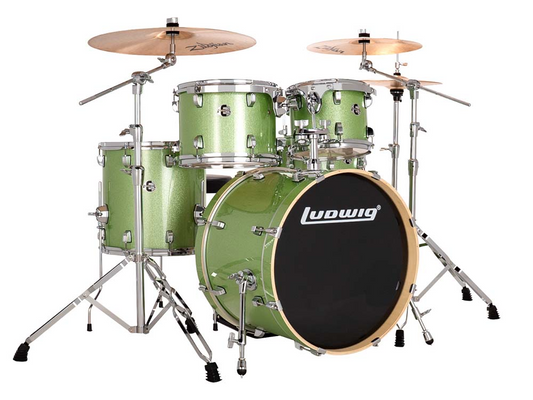 Ludwig Evolution 20" 5 Piece Drum Kit in Mint Sparkle